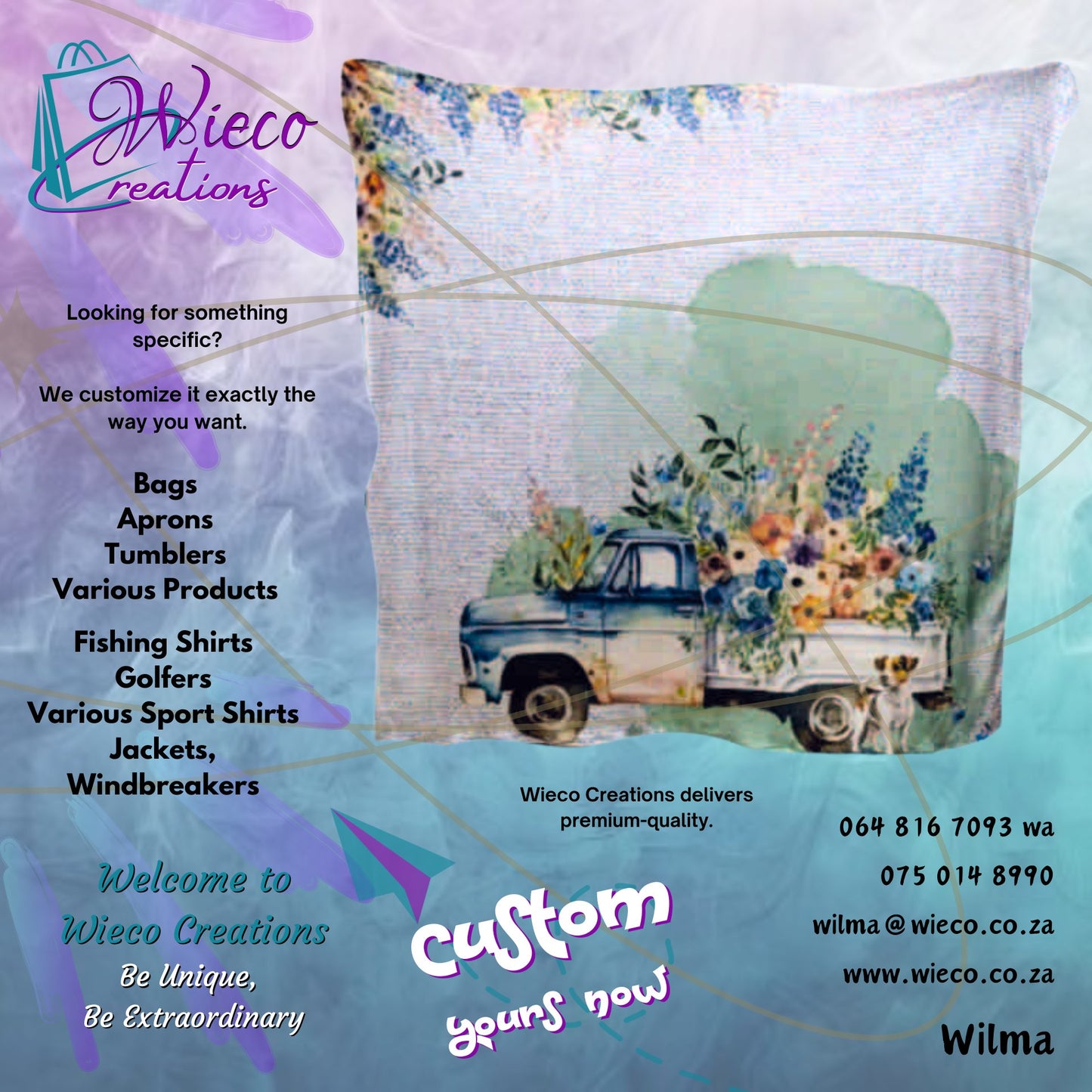 Truck with Flowers and Jack Russell