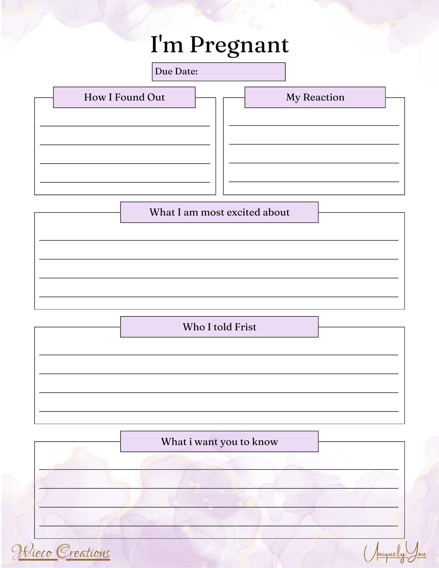 Pregnancy Journal with weekly info