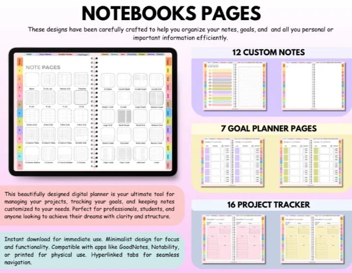 All-in-One Hyperlink Digital Planner 2025 2026 2027