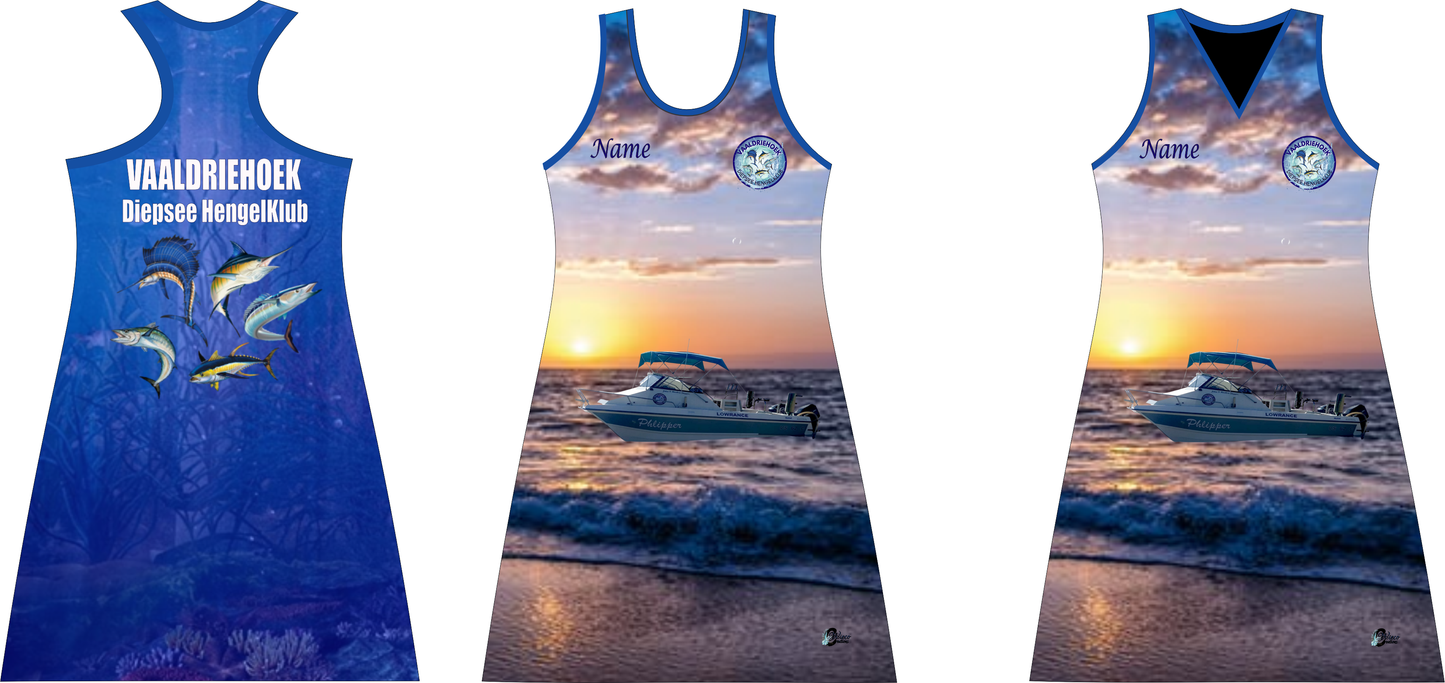 Vaaldriehoek Diepsee Hengelklub Racer Back Dress