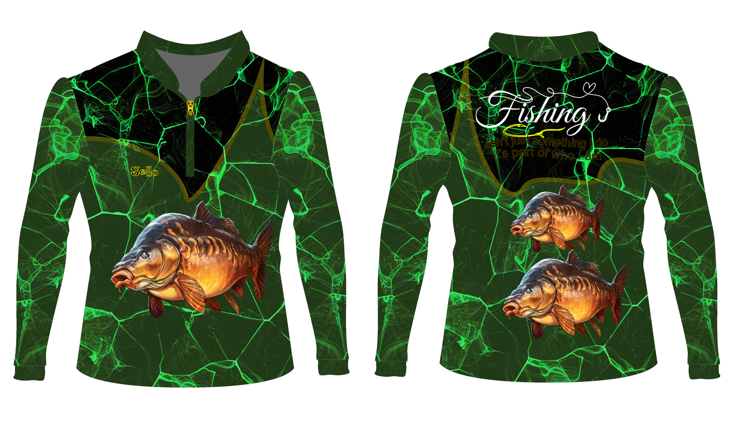 Kids Carp Sello Green Fishing Shirt