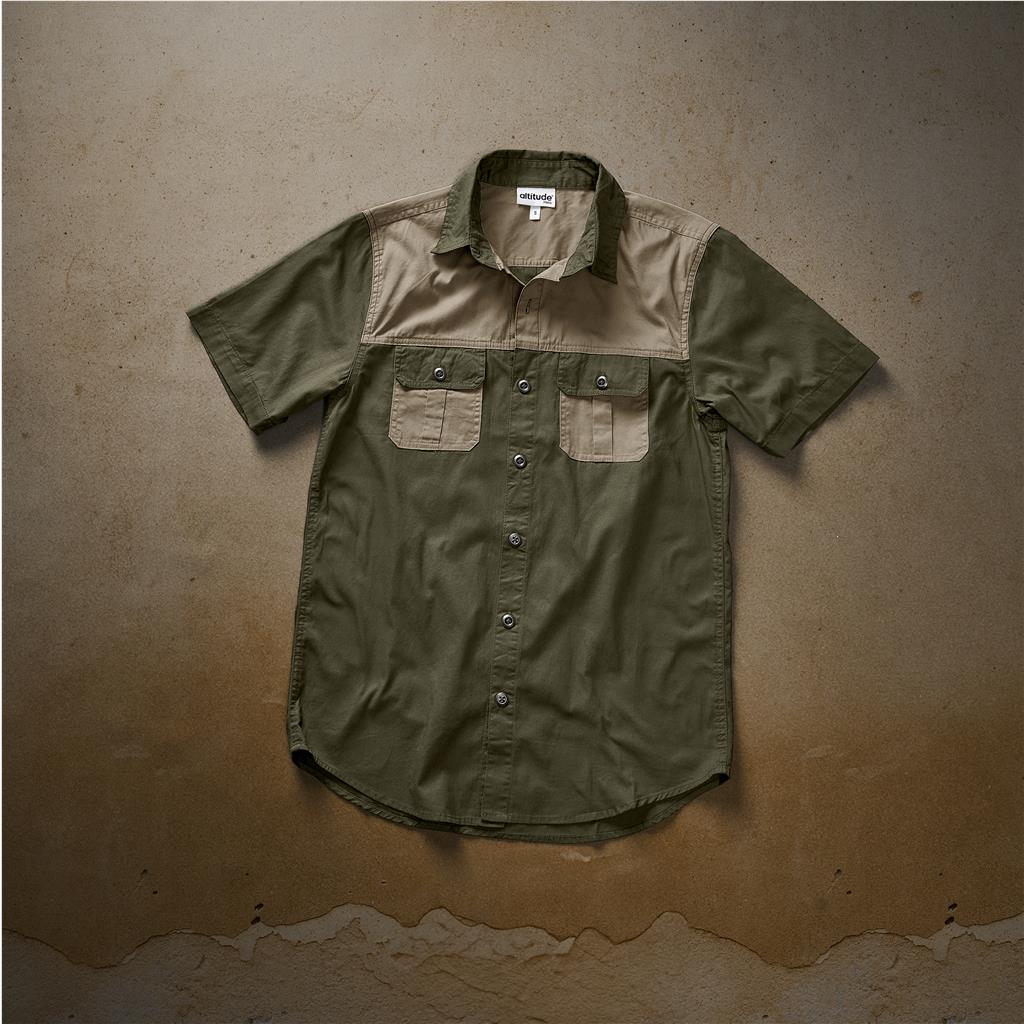 Mens Short Sleeve Serengeti 2-Tone Bush Shirt - Image 3