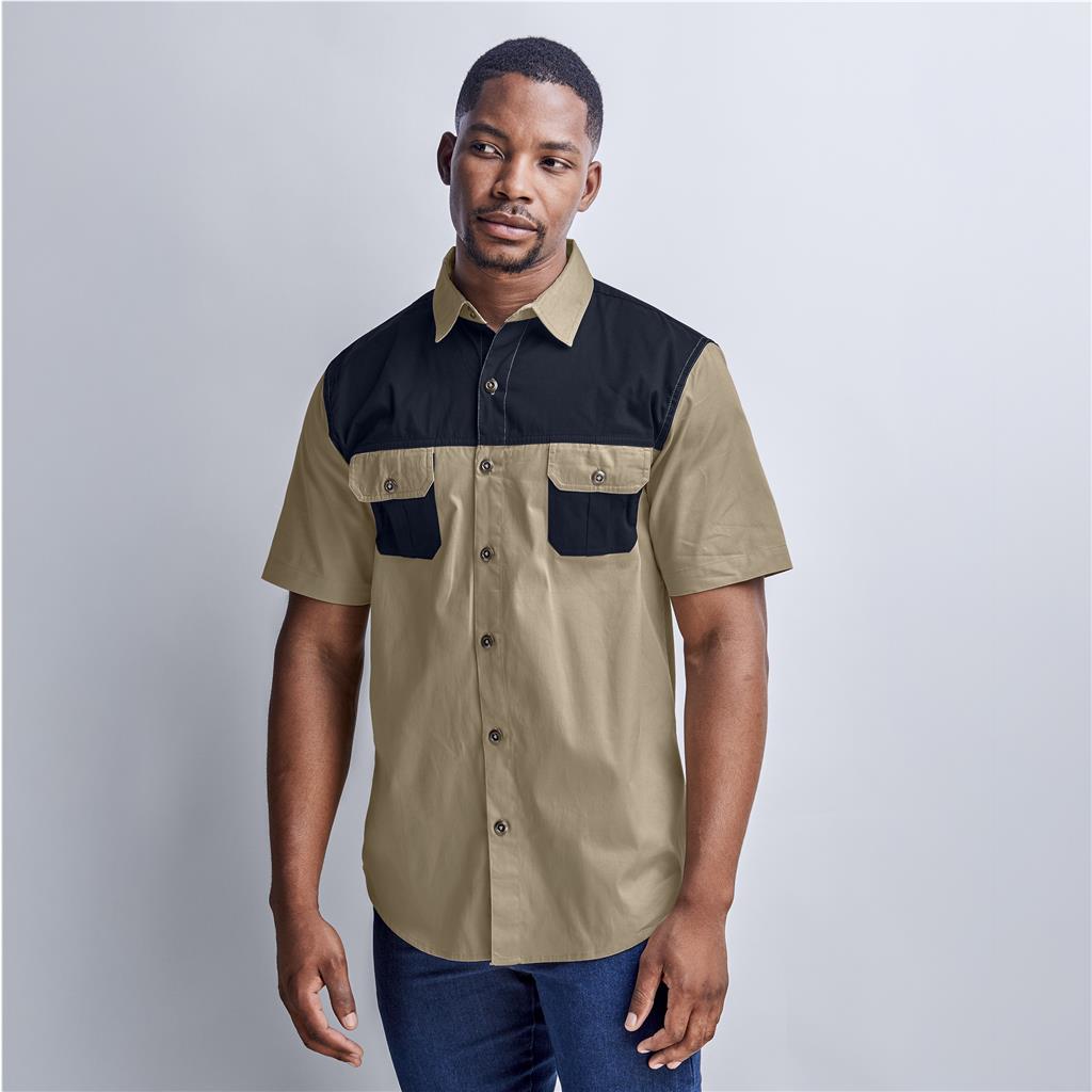 Mens Short Sleeve Serengeti 2-Tone Bush Shirt - Image 2