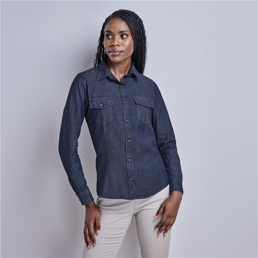 Ladies Long Sleeve Eastwood Denim Shirt - Image 2