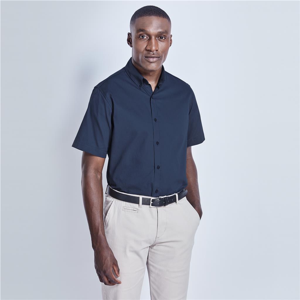 Mens Short Sleeve Brushed Cotton Twill Moderna Shirt - Image 3