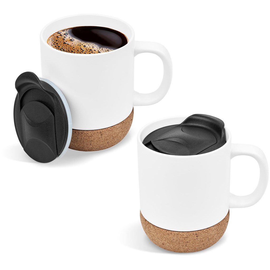 Serendipio Sienna Cork & Ceramic Sublimation Coffee Mug - 340ml - Image 5