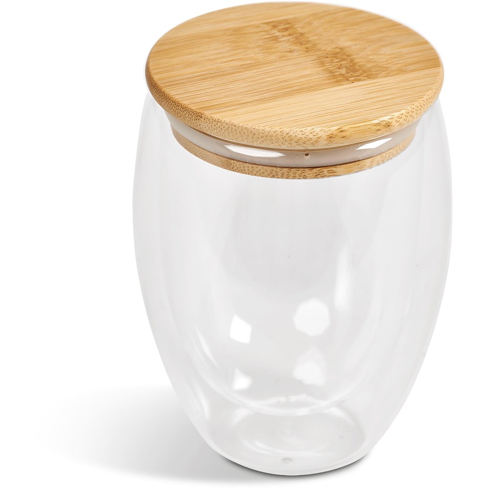 Okiyo Moco Glass & Bamboo Double-Wall Cup - 350ml - Image 7