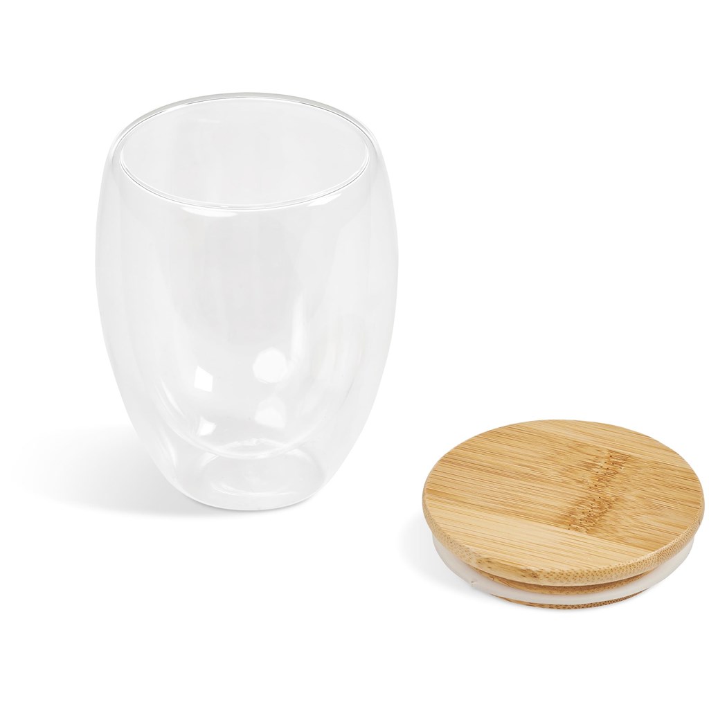 Okiyo Moco Glass & Bamboo Double-Wall Cup - 350ml - Image 3