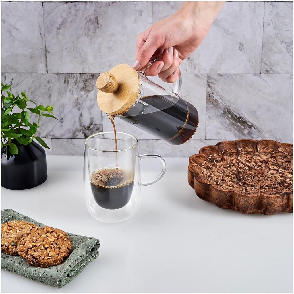 Okiyo Osu Glass & Bamboo Coffee Plunger - 350ml - Image 3