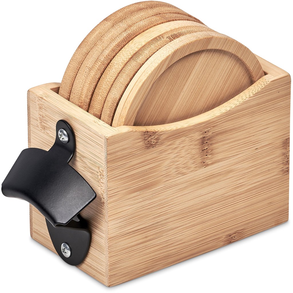 Okiyo Kanpai Bamboo Coaster & Bottle Opener Set - Image 5
