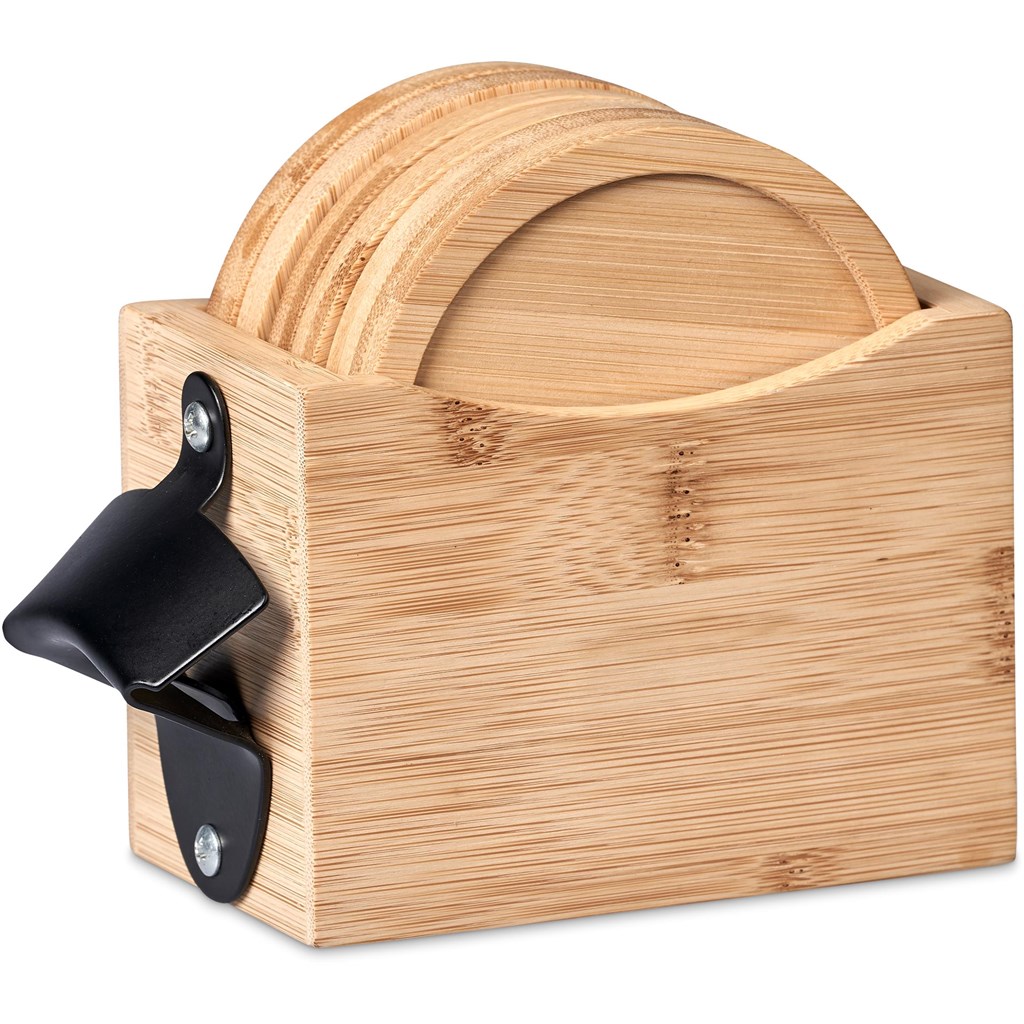 Okiyo Kanpai Bamboo Coaster & Bottle Opener Set - Image 6