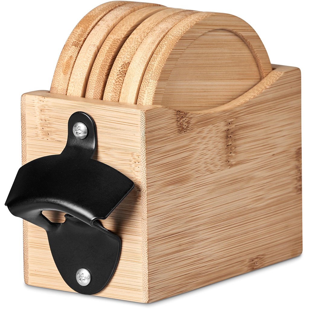 Okiyo Kanpai Bamboo Coaster & Bottle Opener Set - Image 7