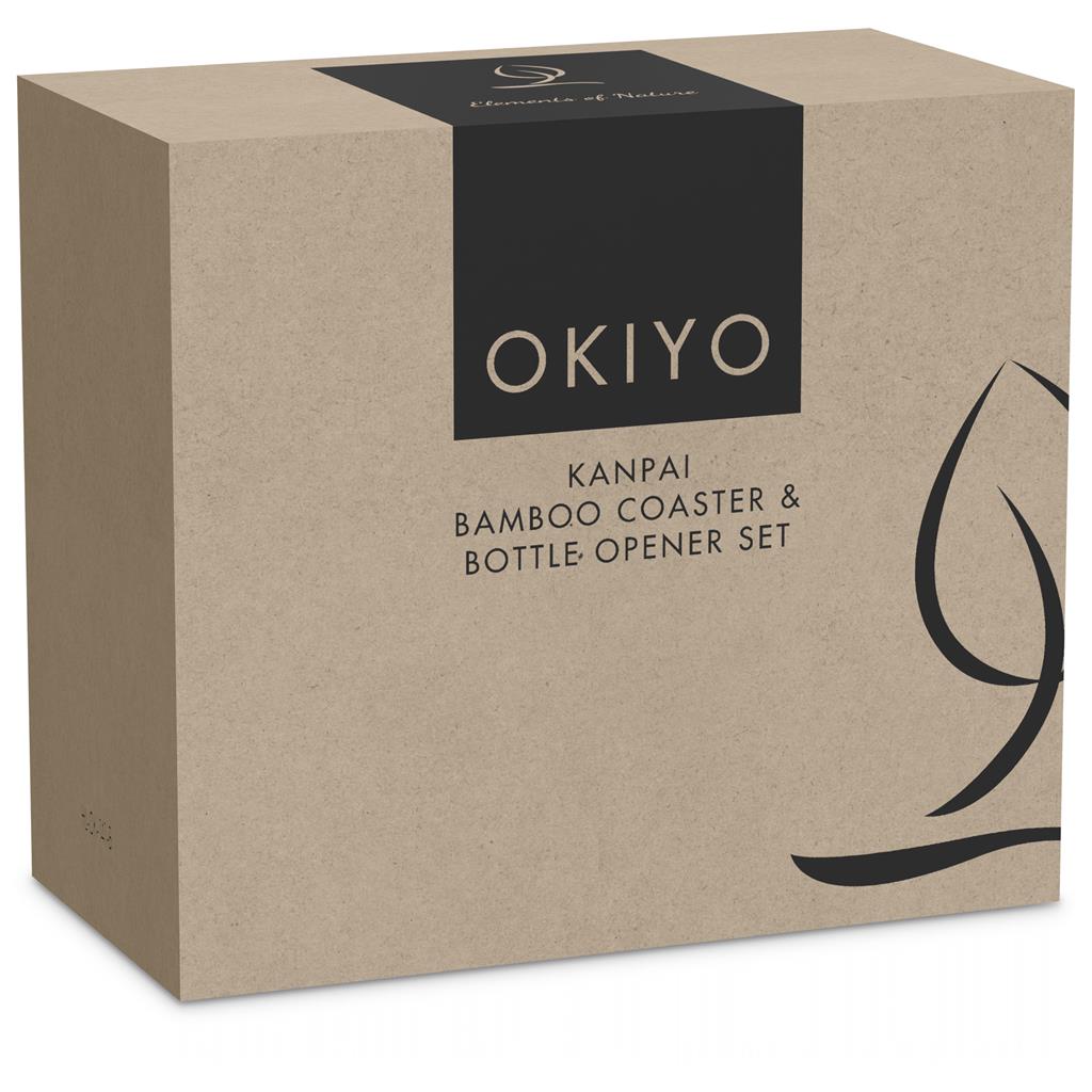 Okiyo Kanpai Bamboo Coaster & Bottle Opener Set - Image 2