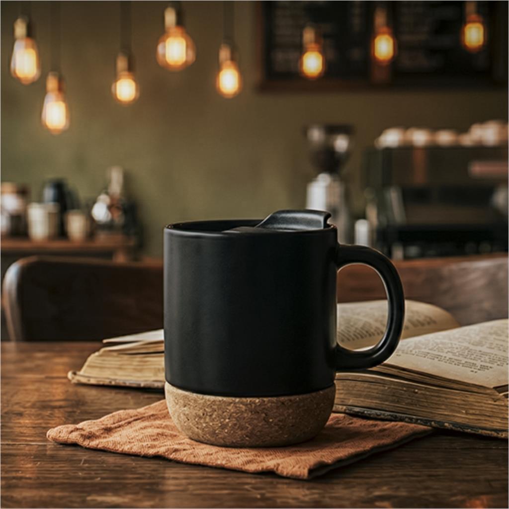 Serendipio Sienna Cork & Ceramic Coffee Mug - 340ml - Image 4