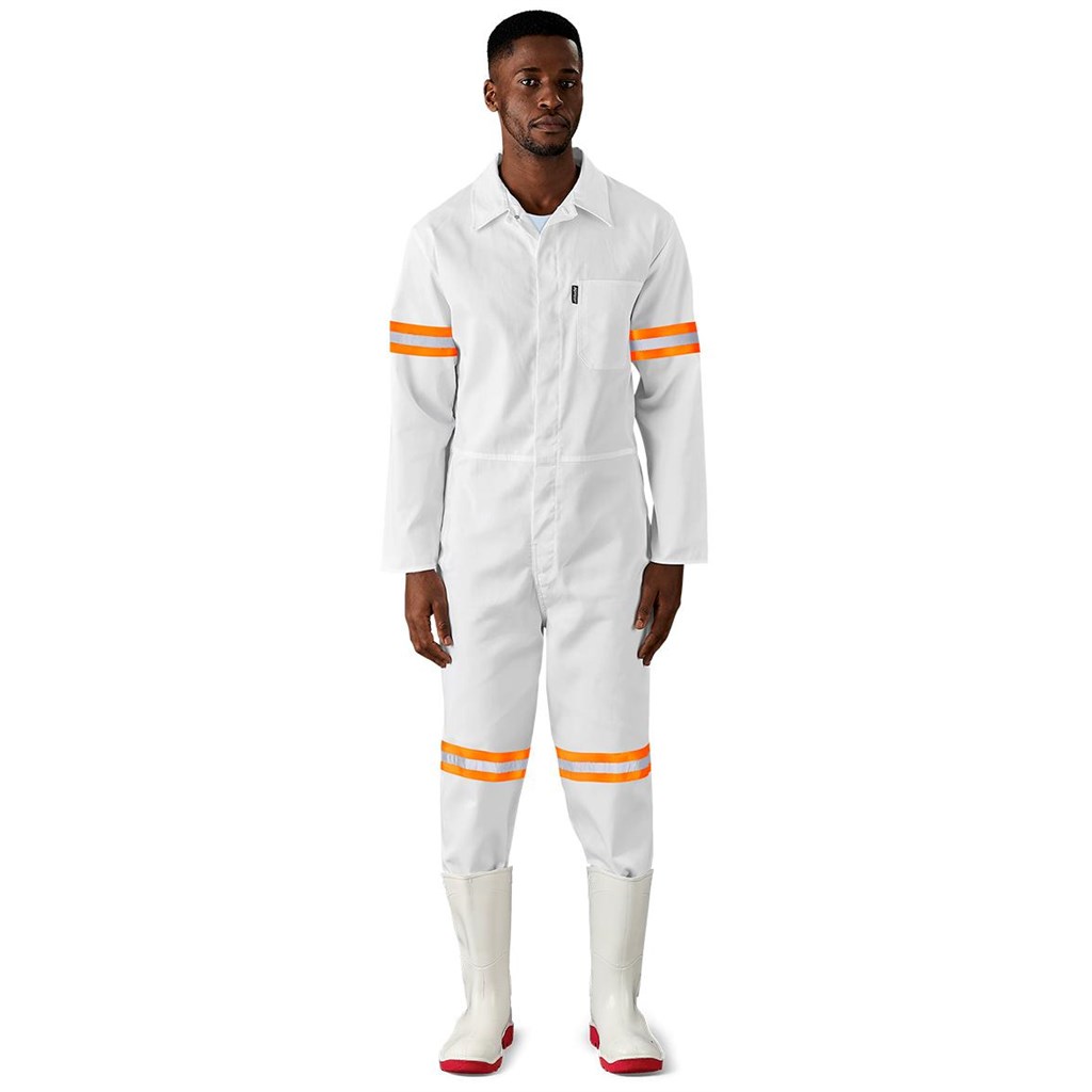 Safety Polycotton Boiler Suit - Reflective Arms Legs & Back - Orange Tape - Image 3