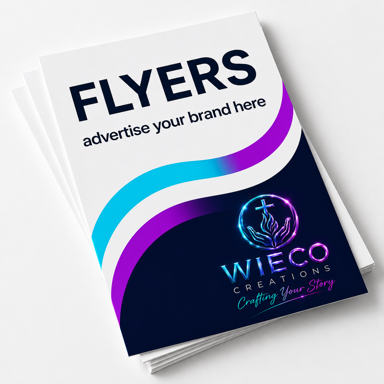 Premium custom printed flyers by Wieco Creations with full colour printing.