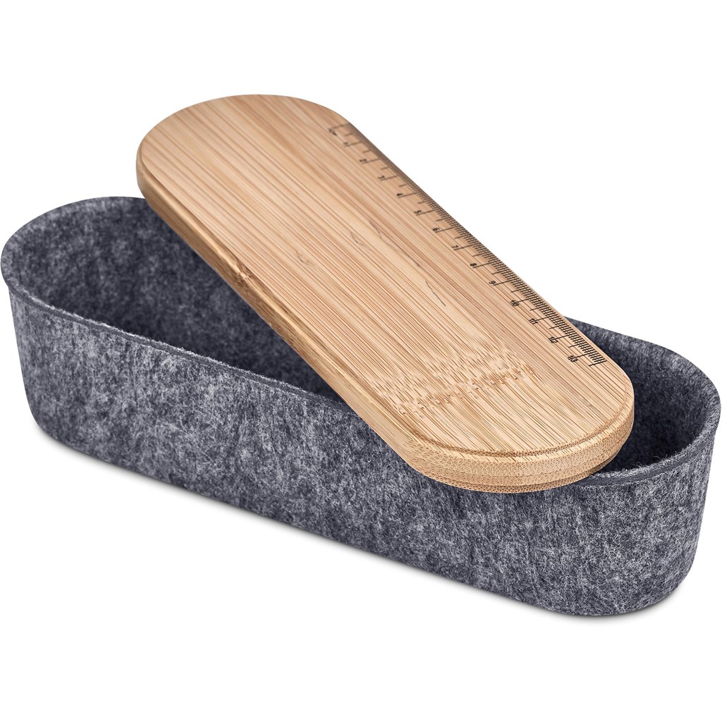 Okiyo Byoga Recycled PET Felt & Bamboo Stationery Case - Image 6