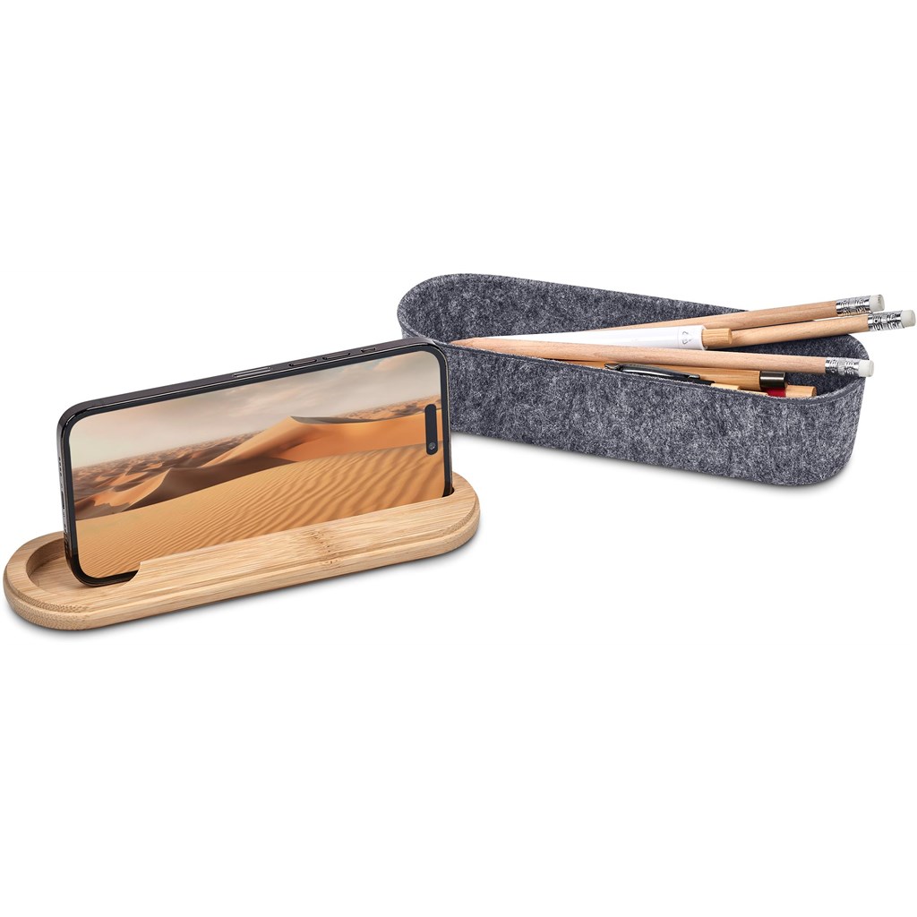 Okiyo Byoga Recycled PET Felt & Bamboo Stationery Case - Image 9