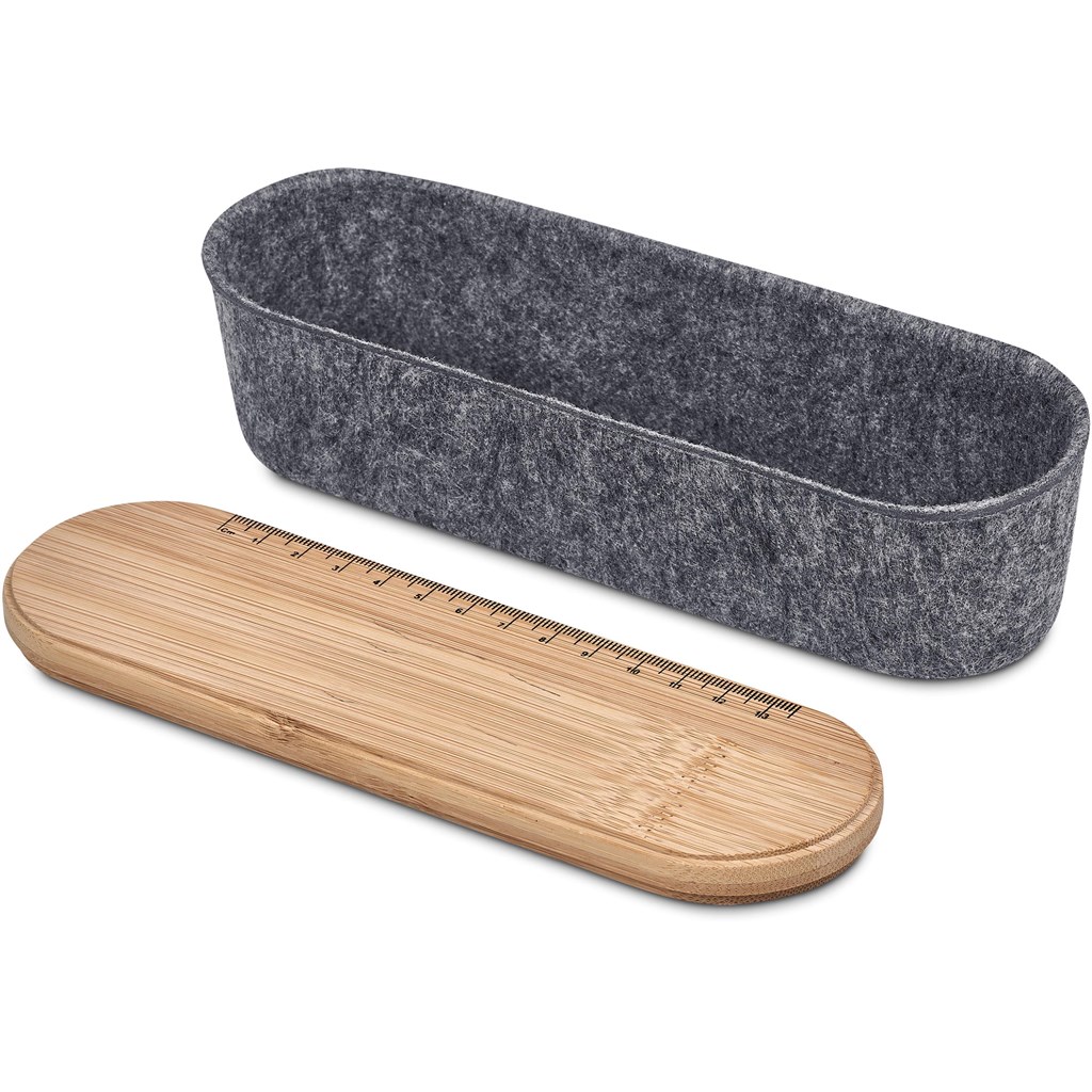 Okiyo Byoga Recycled PET Felt & Bamboo Stationery Case - Image 2