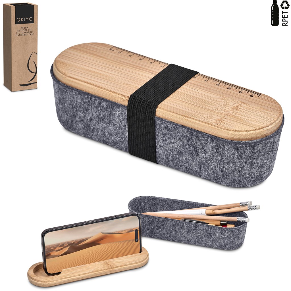 Okiyo Byoga Recycled PET Felt & Bamboo Stationery Case - Image 7
