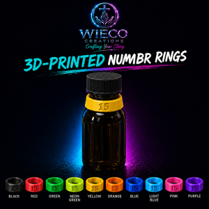3D-printed numbered fishing container rings in available colours